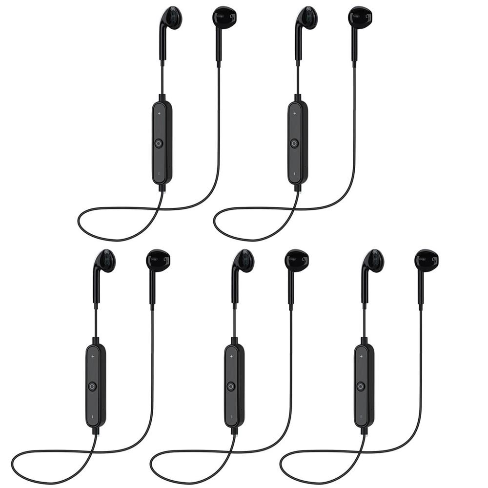 5PCS S6 BT 4.1 In-ear Sports Headphones  |  Bluetooth Headphone Bluetooth Headphone Black/White