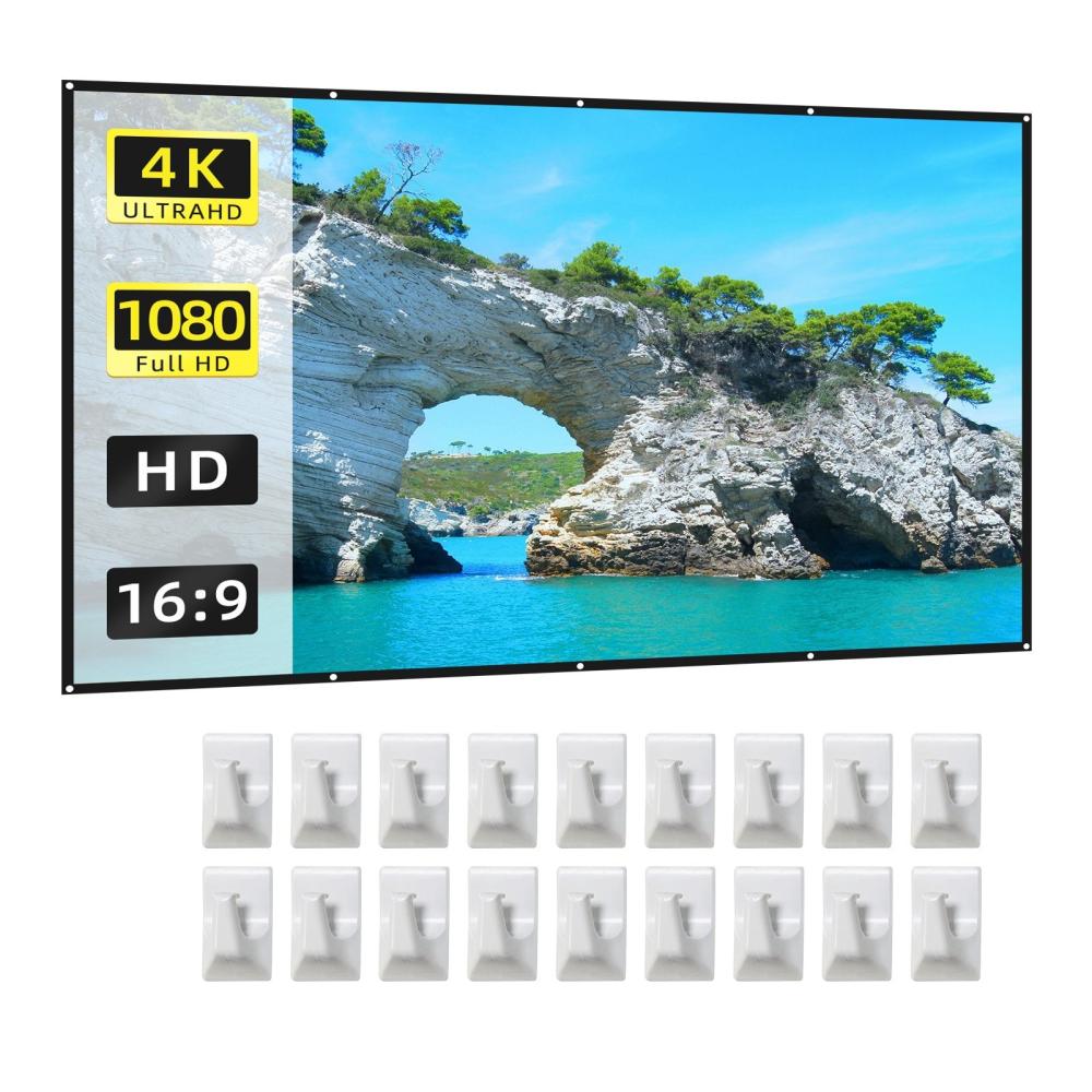 60 Inch Projector Screen 16:9 HD 4K Foldable Portable Double Sided Projection Anti-Crease Movie Screen Curtain with Hooks for Indoor Outdoor Home Theater Office Meeting  |  Projector Screen & Holder Accessories Projector Screen & Holder Accessories Projector Screen & Holder Accessories