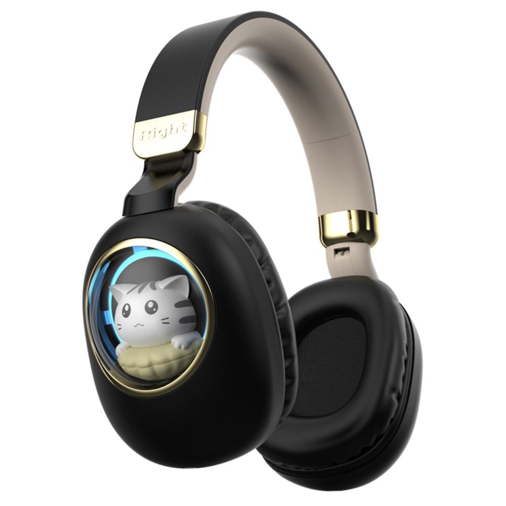 Cute Cartoon Wireless BT5.3 Headphones Over Ear Gaming Headset Cute Animal Design AUX IN Wired Earphone with Colorful Atmosphere Light Foldable Soft Ear Cushions  |  Bluetooth Headphone Bluetooth Headphone Bluetooth Headphone