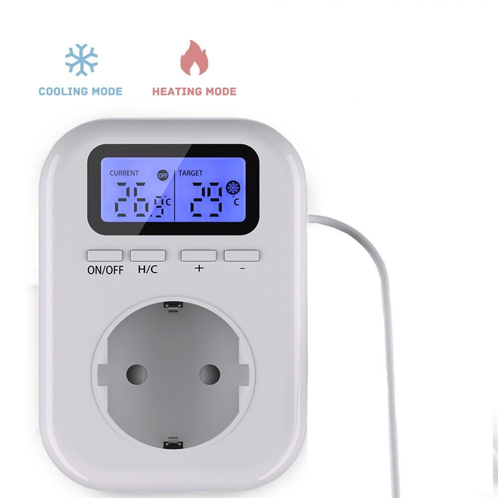 Household Intelligent Socket LCD Display with Blue Backlight Temperature Control Socket Current Temperature Target Temperature Display ℃ ℉ Adjustable for Household Electric Heaters Home Refrigeration Appliances  |  Smart Home System Smart Device Smart Home System