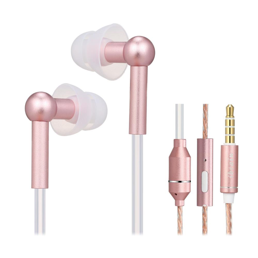 IBRAIN FC31 Air Tube Anti-radiation In-ear Headphones 3.5mm Wired Music Headset Radiation Free Earphone Noise Reduction Line Control with Mic  |  Wired Headphone Headphone Gold/Rose Gold