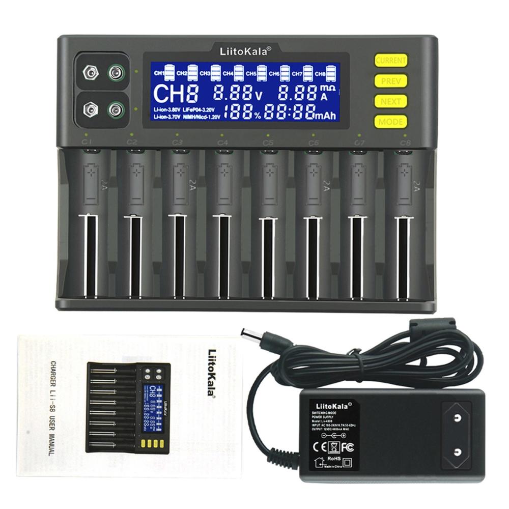 LiitoKala lii-S8 Battery Charger Li-ion 3.7V NiMH 1.2V Li-FePO4 3.2V IMR 3.8V charger for 18650 26650 21700 26700 AA AAA  |  Chargers & Adapters Chargers & Adapters Chargers & Adapters