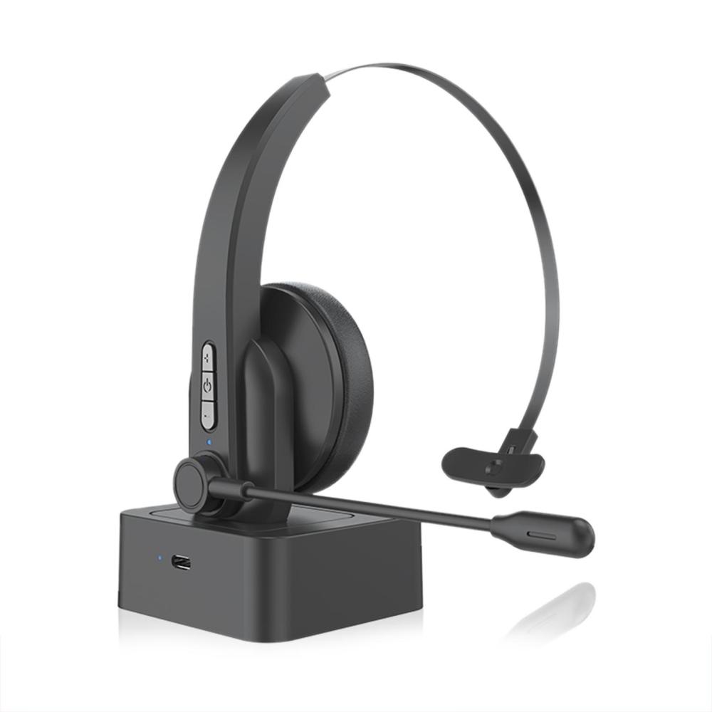 OY631 Single Ear Headset Bluetooth Headphones with Microphone Noise Cancelling Head-mounted Headphone for Cell Phones PC Tablet  |  Game Headphone Game Headphone Black