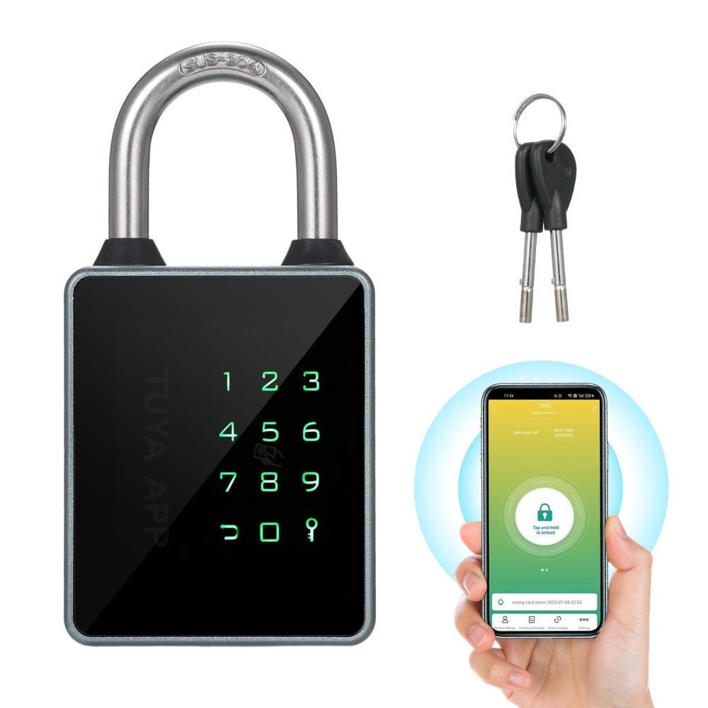 Smart Fingerprint Padlock BT Keypad Smart Lock IP65 Waterproof APP Unlocking T55C  |  Smart Door Lock Smart Device Black