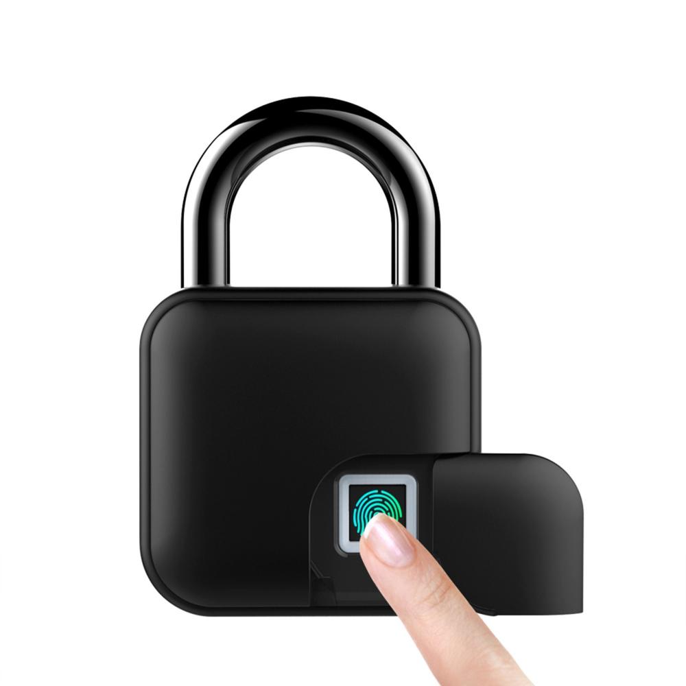 Smart Padlock Fingerprint & APP Unlocking 300mAh Rechargeable Fingerprint BT Lock  |  Smart Door Lock Smart Device Black