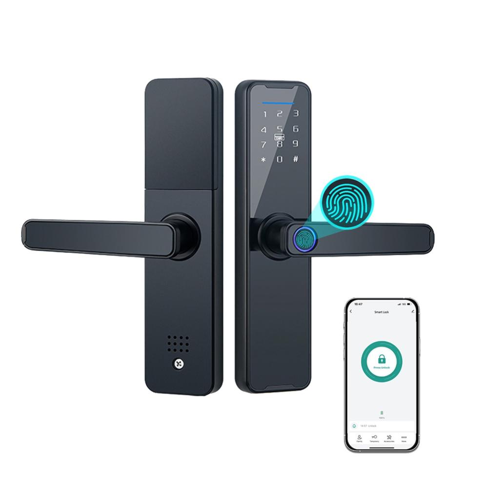 Tuya WF-H6 Smart Fingerprint Door Lock Tuya APP  |  Smart Door Lock Smart Device Black