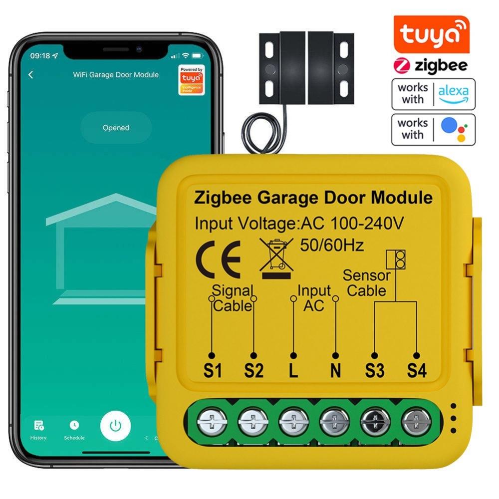 Tuya ZigBee Gate Opener Intelligent Garage Door Controller Module Mobilephone Remote Tuya APP Control Compatible with Alexa and Google Home for Voice Control  |  Smart Home System Smart Device Smart Home System