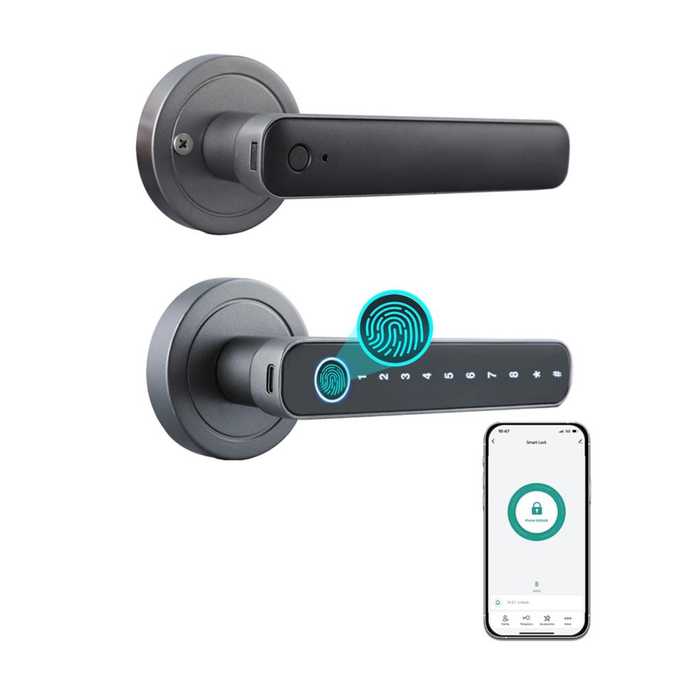 WAFU Fingerprint Door Lock 4 Unlocked Ways tuya BT Connection APP Unlock Password Unlocking for Homes Apartments  |  Smart Door Lock Smart Device Black