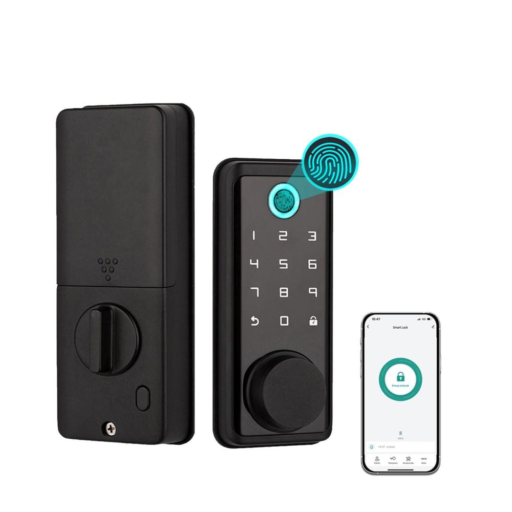 WAFU Fingerprint Door Lock 5 Unlocked Ways Tuya BT Connection APP Unlock Password Card Unlocking for Homes Apartments  |  Smart Door Lock Smart Device Black