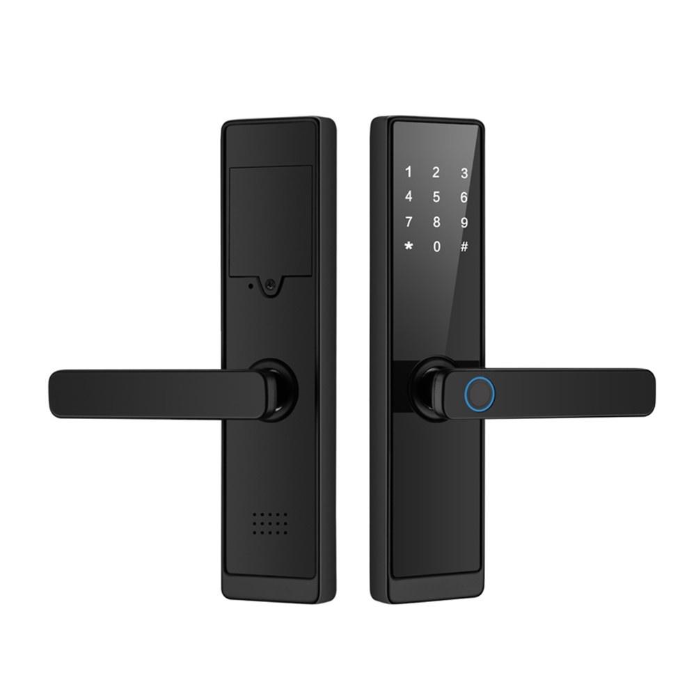 WAFU WiFi Smart Door Lock Keyless Entry Door Lock Handle with Cards and Keys Biometric Support Tuya App Remote Control  |  Smart Door Lock Smart Device Black