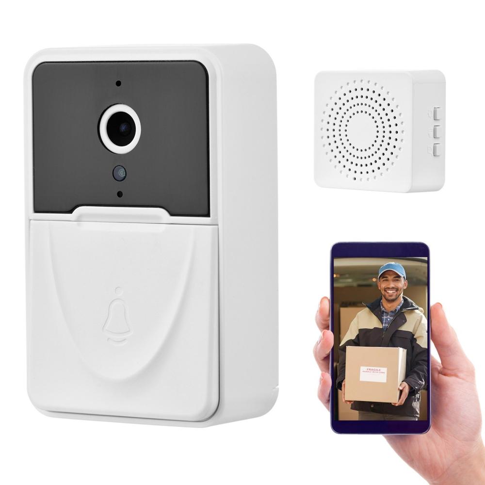 Wireless Video Doorbell Camera Visual Smart Doorbell with Motion Detection Night Vision 2-Way Audio Real-Time Monitoring AAA Batteries Powered  |  Security Cameras Security Cameras Security Cameras