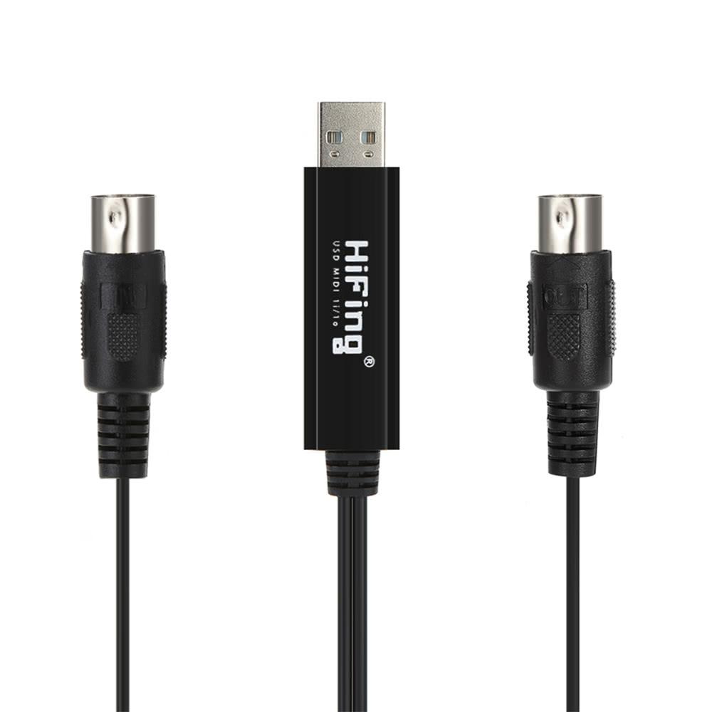 HiFing USB IN-OUT MIDI Cable One In One Out Interface 5 Pin Line Converter PC to Music Keyboard Adapter Cord Black  |  Audio Cables & Connectors Audio & Video Player Accessories Audio Cables & Connectors