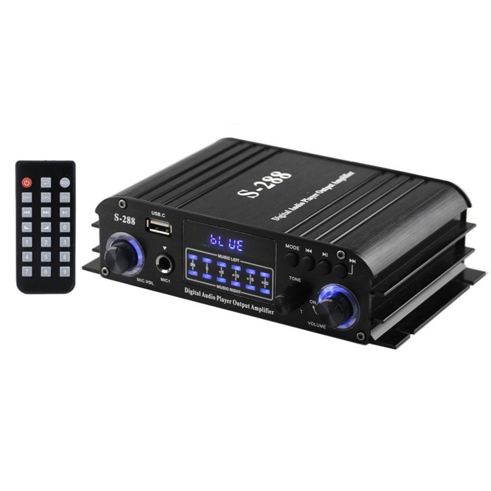 S-288 Mini Audio Power Amplifier 4.1-Channel Digital BT5.0 Amplifier 50W*4 Home Audio Receiver System U Disk Playback MIC Input LCD Display with Remote Control  |  HiFi Music Player Audio & Video Player Accessories Black