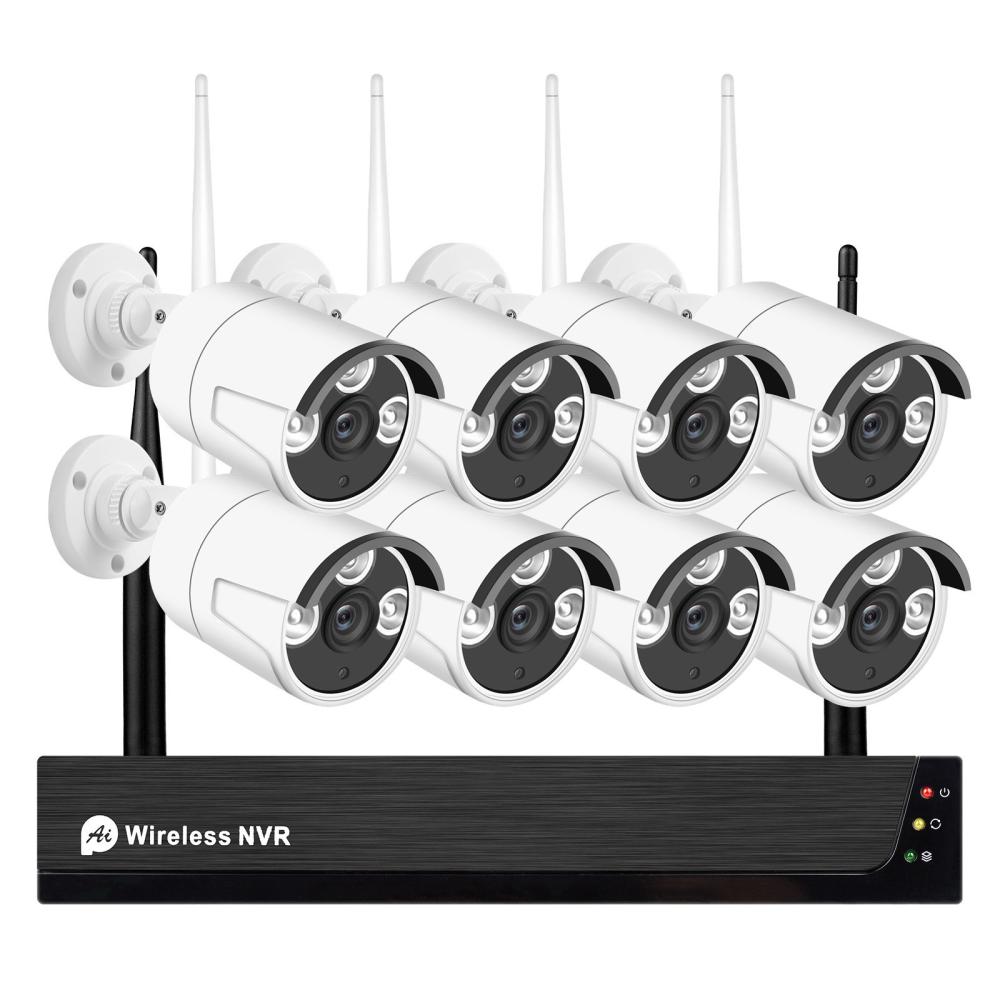 8CH 1080P Wireless Security Camera System, 8Channel 1080P CCTV NVR + 8PCS 1080P 2.0MP Indoor Outdoor Surveillance IP Cameras with Night Vision, Motion Alert, Tuya Smart App Remote Access, No Hard Drive  |  Security Cameras Security Cameras Security Cameras